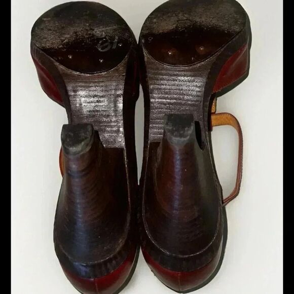 Coclico Women Block Heel Straps Peep Toe Pumps Brown Leather Size 39.5(9) - Picture 11 of 12